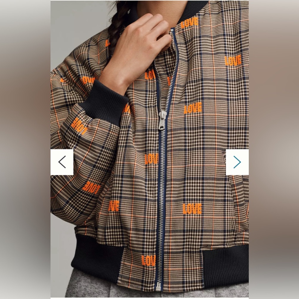 NWT Anthropologie Avec Les Filles Embroidered Love Bomber Jacket / Size XL - Picture 5 of 10